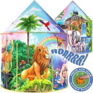 W&O Jungle Adventure Pop-Up Play Tent with Animal Sounds – Kids Indoor/Outdoor